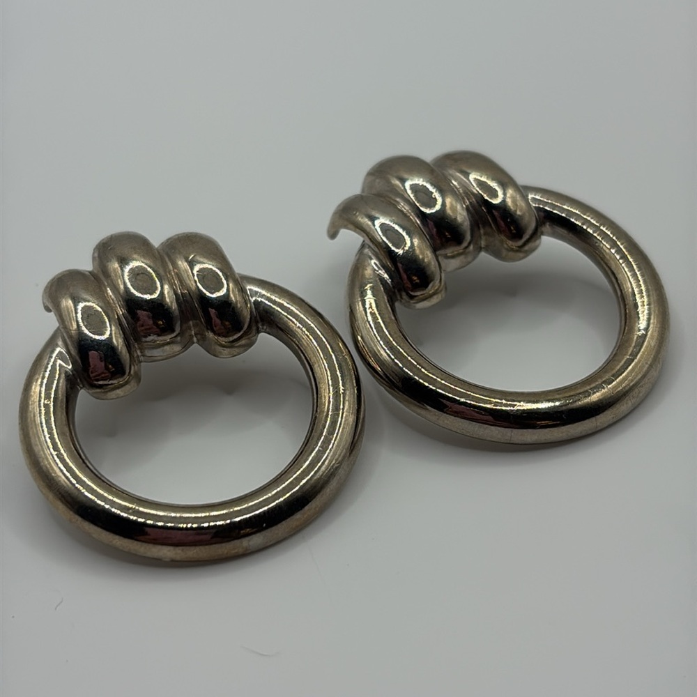 Vintage 80’s Door Knocker Sleek Style Post Back Knot Earrings